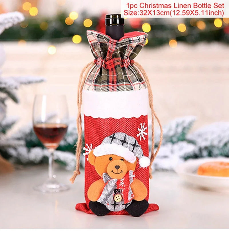 Christmas Wine Bottle Covers - Festive Holiday Decor