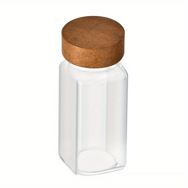 Nutshell Acacia wood spice jars set with clear glass container and wooden lid for kitchen organization