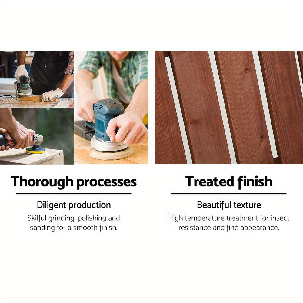 Close-up of skilled craftsmen sanding wooden slats and treated wood finish for Adirondack Chair by Nutshell