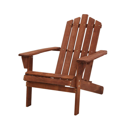 Nutshell wooden Adirondack Chair with wide armrests and slatted back design for outdoor seating