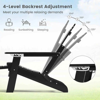 Nutshell adjustable Adirondack chair with footrest featuring 4-level backrest adjustment for versatile comfort