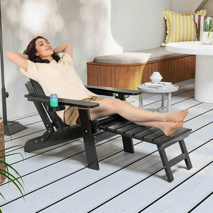 Nutshell adjustable Adirondack chair with footrest for comfortable outdoor relaxation