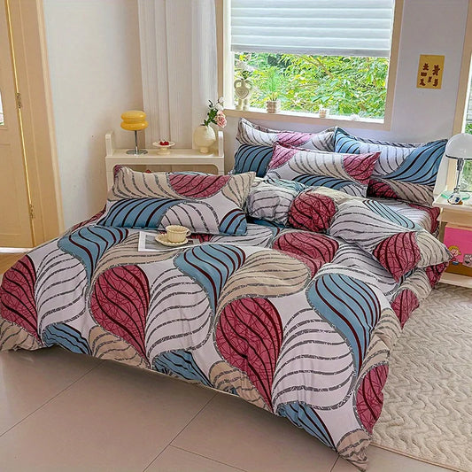 Nutshell all season duvet cover set with colorful leaf pattern on a cozy bedroom bed