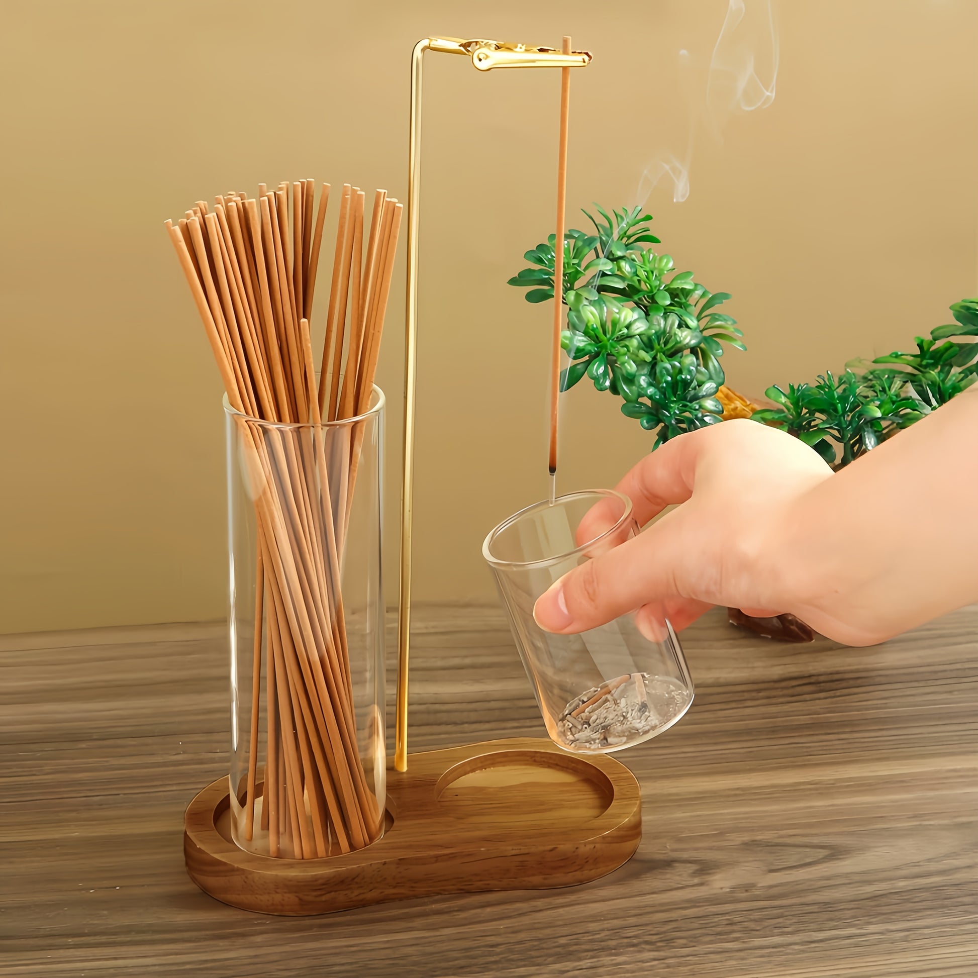 Nutshell anti-ash incense holder with storage designed for easy use and cleanup