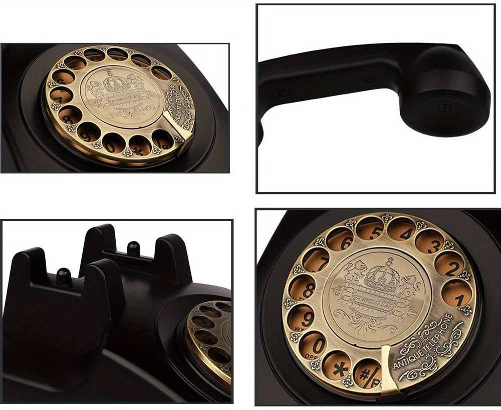 Antique Corded Landline Phone - 1930s Rotary Dial with Decorative Design and Classic Features