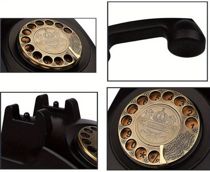Antique Corded Landline Phone - 1930s Rotary Dial with Decorative Design and Classic Features