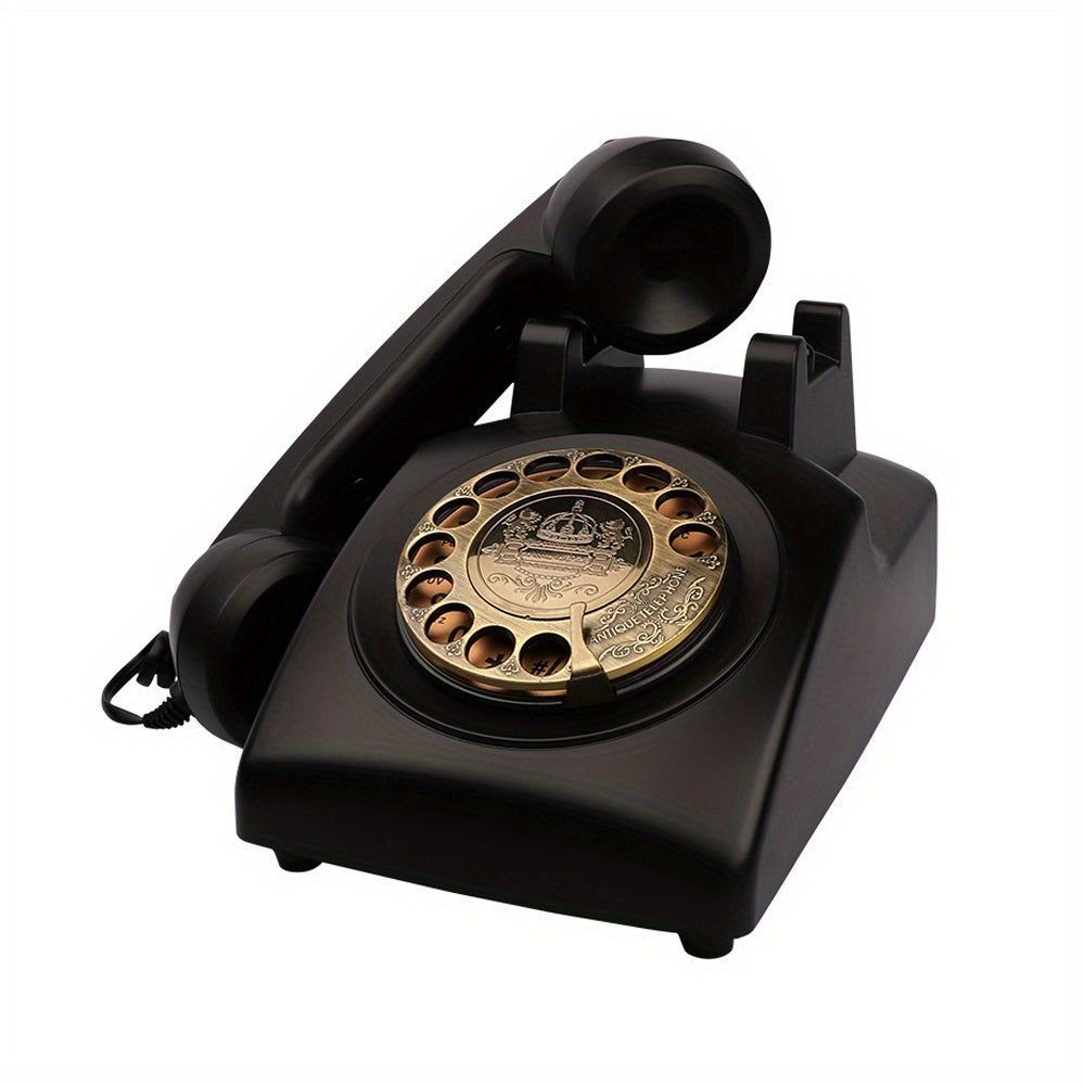 Antique Corded Landline Phone - 1930s Rotary Dial with Classic Design and Elegant Details