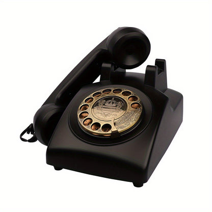 Antique Corded Landline Phone - 1930s Rotary Dial with Classic Design and Elegant Details