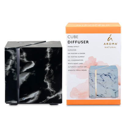Nutshell black marble essential oil diffuser cube with humidifier and air purifier features