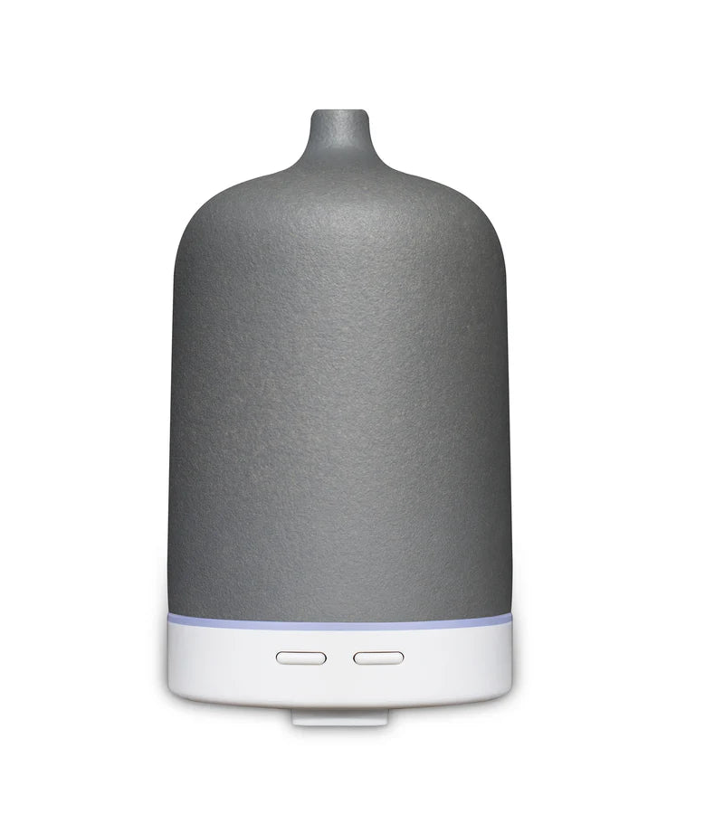 Nutshell Aroma Natural Ceramic Diffuser - Grey with minimalist design and white base