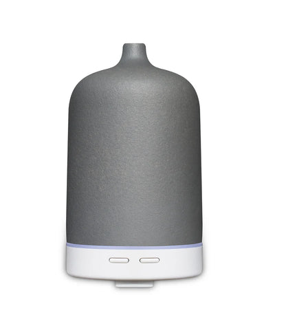 Nutshell Aroma Natural Ceramic Diffuser - Grey with minimalist design and white base