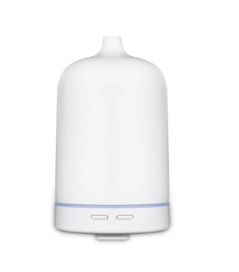 Nutshell Aroma Natural Ceramic Diffuser - White with sleek modern design and simple controls