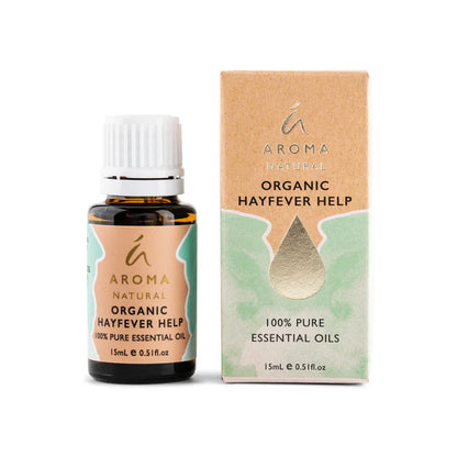 Nutshell Organic Hayfever Help Essential Oil Blend 15ml bottle with box for natural relief