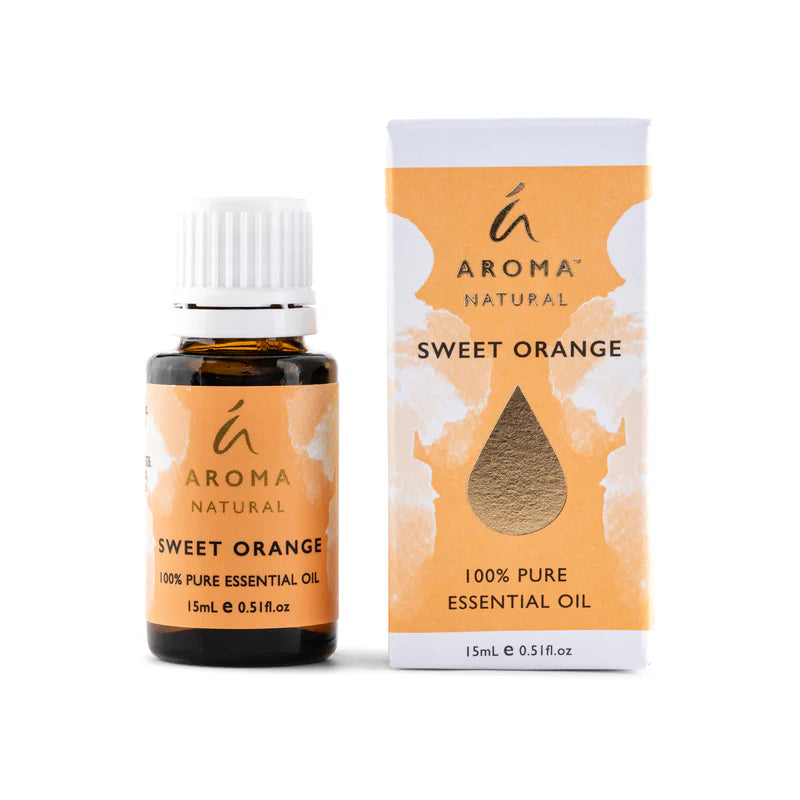 Nutshell Pure Essential Oil 15mL Sweet Orange bottle and box with natural aroma label