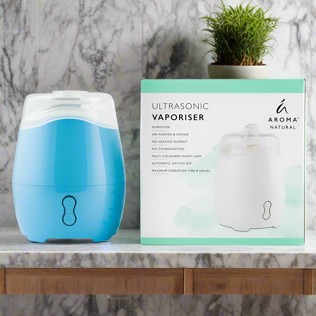 Nutshell Aroma Natural Vaporiser - Blue ultrasonic diffuser with humidifier and air purifying features