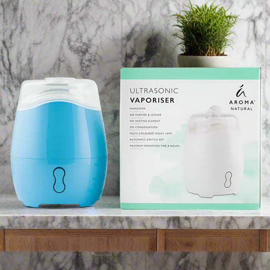 Nutshell Aroma Natural Vaporiser - Blue ultrasonic diffuser with humidifier and air purifying features