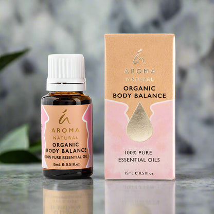 Nutshell Aroma Natural Organic Body Balance Essential Oil Blend bottle and packaging 15ml
