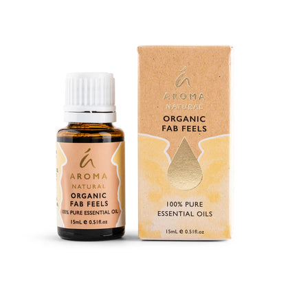 Nutshell Organic Fab Feels Essential Oil Blend 15ml bottle with natural packaging for aromatherapy