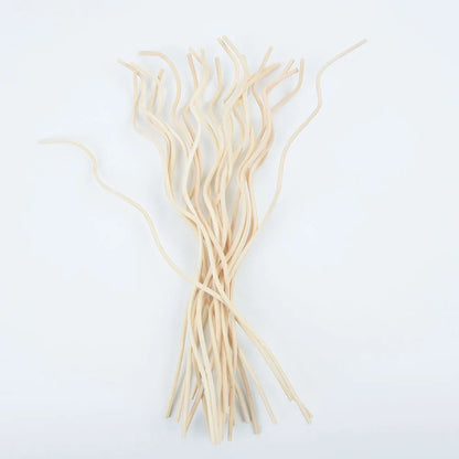 Nutshell aromatherapy wavy reed diffuser sticks in natural wood color bundle on white background
