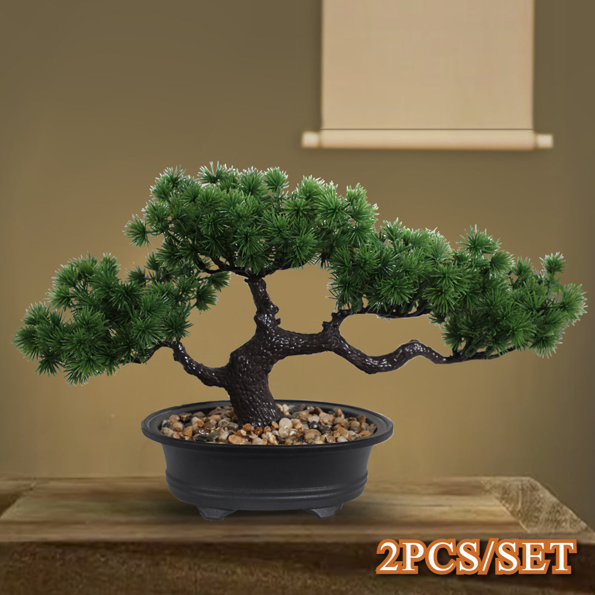 Artificial Bonsai Tabletop Decor in a black pot with a lifelike design and natural-looking foliage