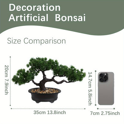 Artificial Bonsai Tabletop Decor with lush green leaves and a modern pot, perfect for home decoration