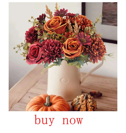 Artificial eucalyptus bouquet with vibrant roses and seasonal flowers in a decorative pitcher