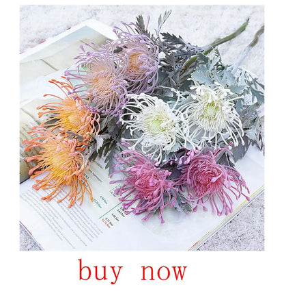 Colorful artificial eucalyptus bouquet with vibrant flowers for home decoration