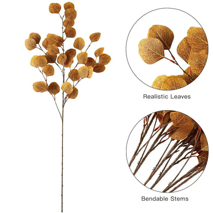 Artificial eucalyptus bouquet with realistic leaves and bendable stems for home decor