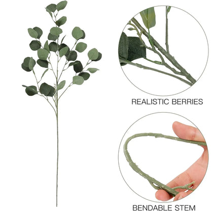 Artificial eucalyptus bouquet featuring realistic berries and a bendable stem for versatile arrangements