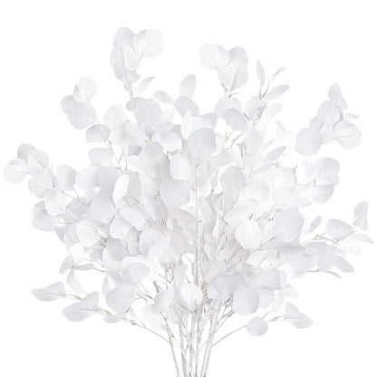 Artificial eucalyptus bouquet with white leaves perfect for home decor and arrangements