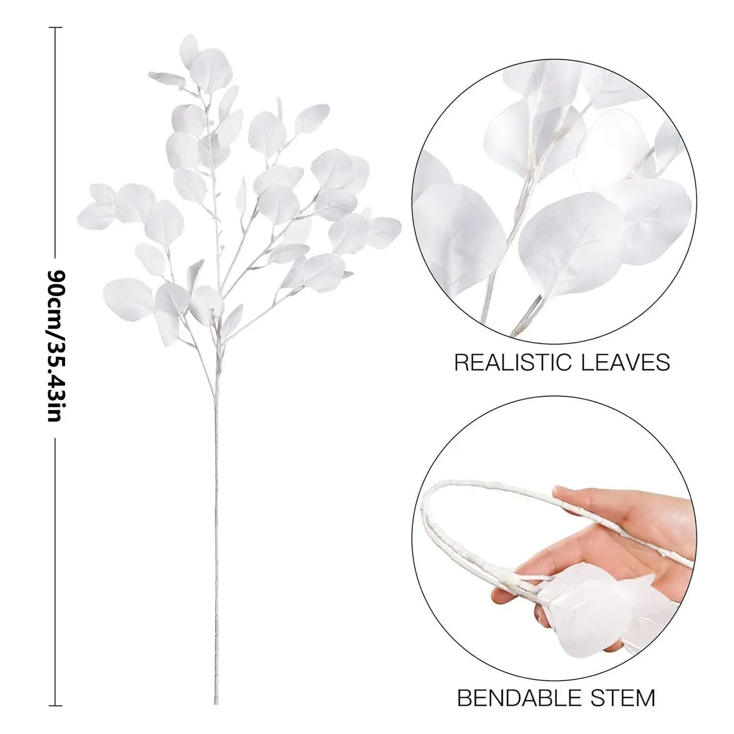 Artificial eucalyptus bouquet with realistic leaves and bendable stem for versatile decor