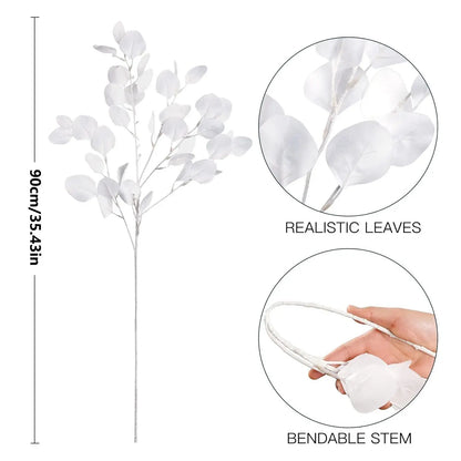 Artificial eucalyptus bouquet with realistic leaves and bendable stem for versatile decor