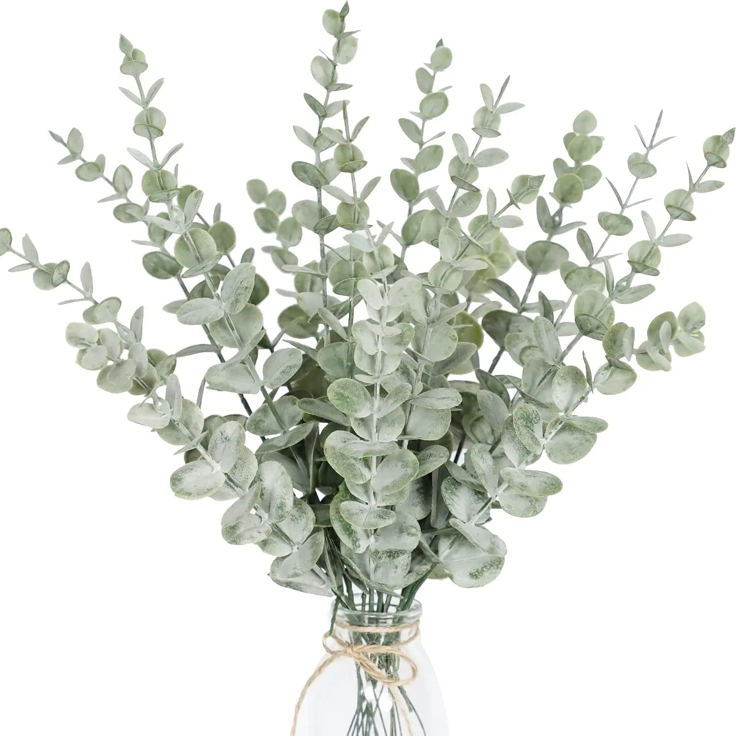 Artificial eucalyptus wall hanging decor in a glass vase for a stylish indoor accent