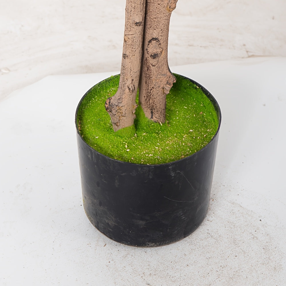 Nutshell artificial Japanese maple tree in a black planter with green moss decoration