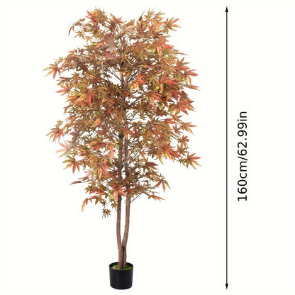 Lifelike artificial Japanese maple tree with vibrant foliage, 160cm tall for home decor