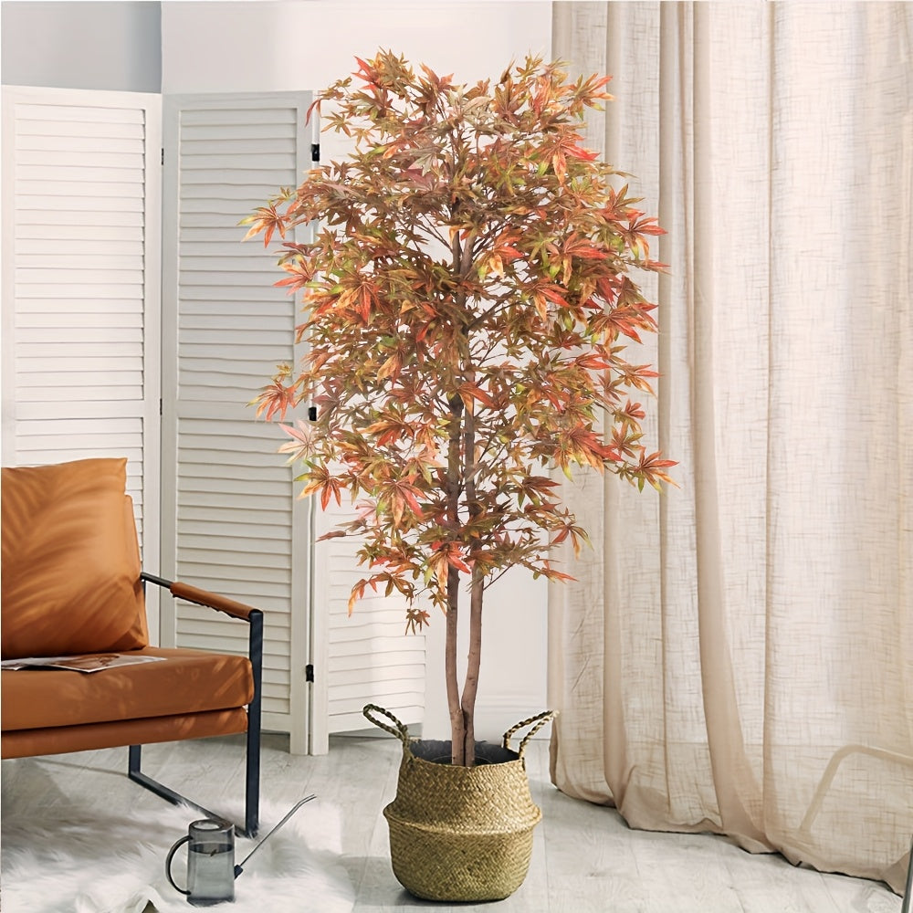 Nutshell artificial Japanese maple tree with vibrant leaves in a stylish pot, perfect for home decor
