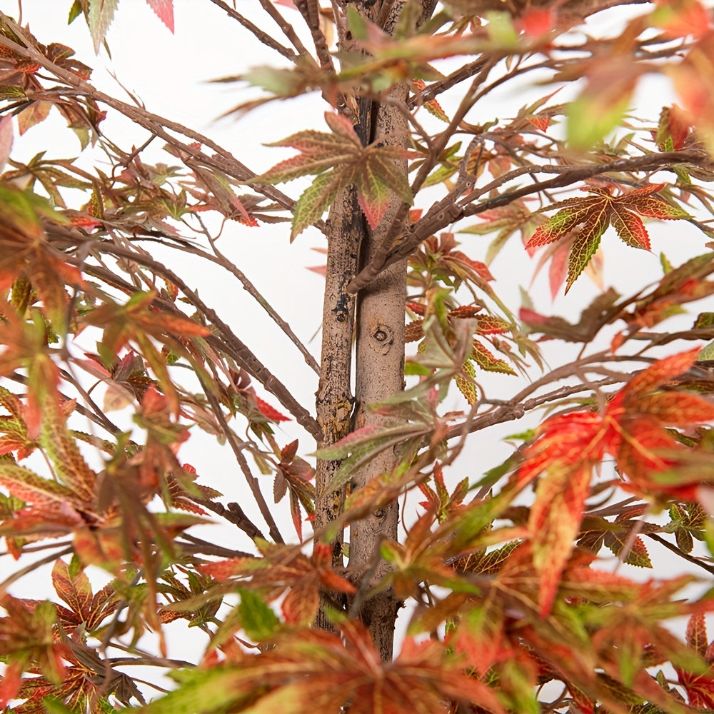 Nutshell artificial Japanese maple tree with realistic leaves in vibrant red and green hues