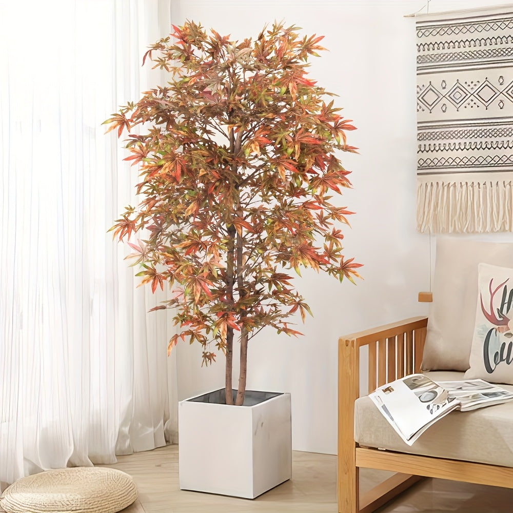 Nutshell artificial Japanese maple tree in stylish white planter for home decor