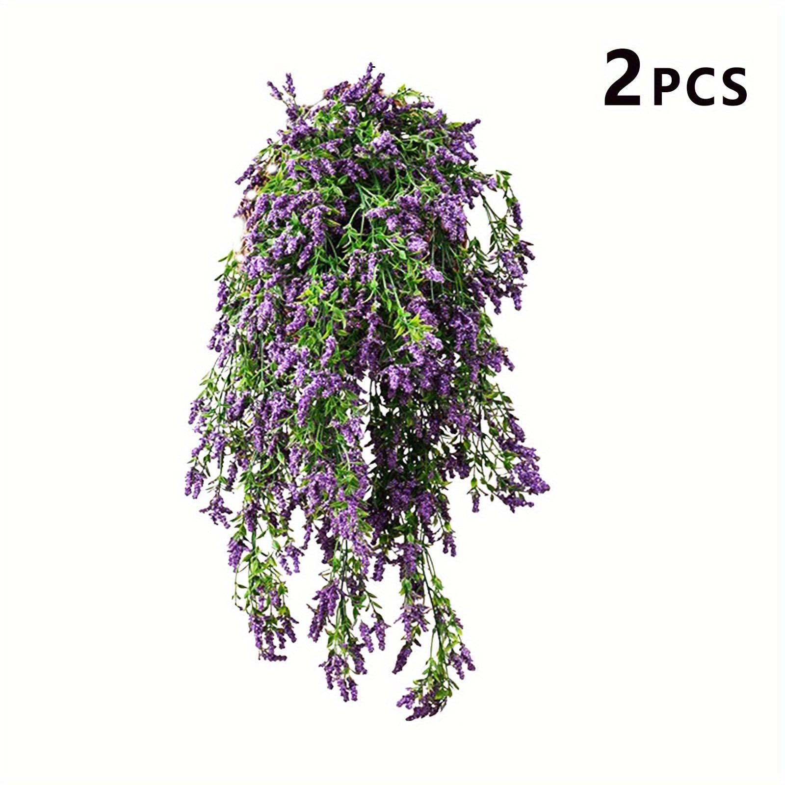 Set of 2 artificial lavender hanging plants for home decor and floral arrangements