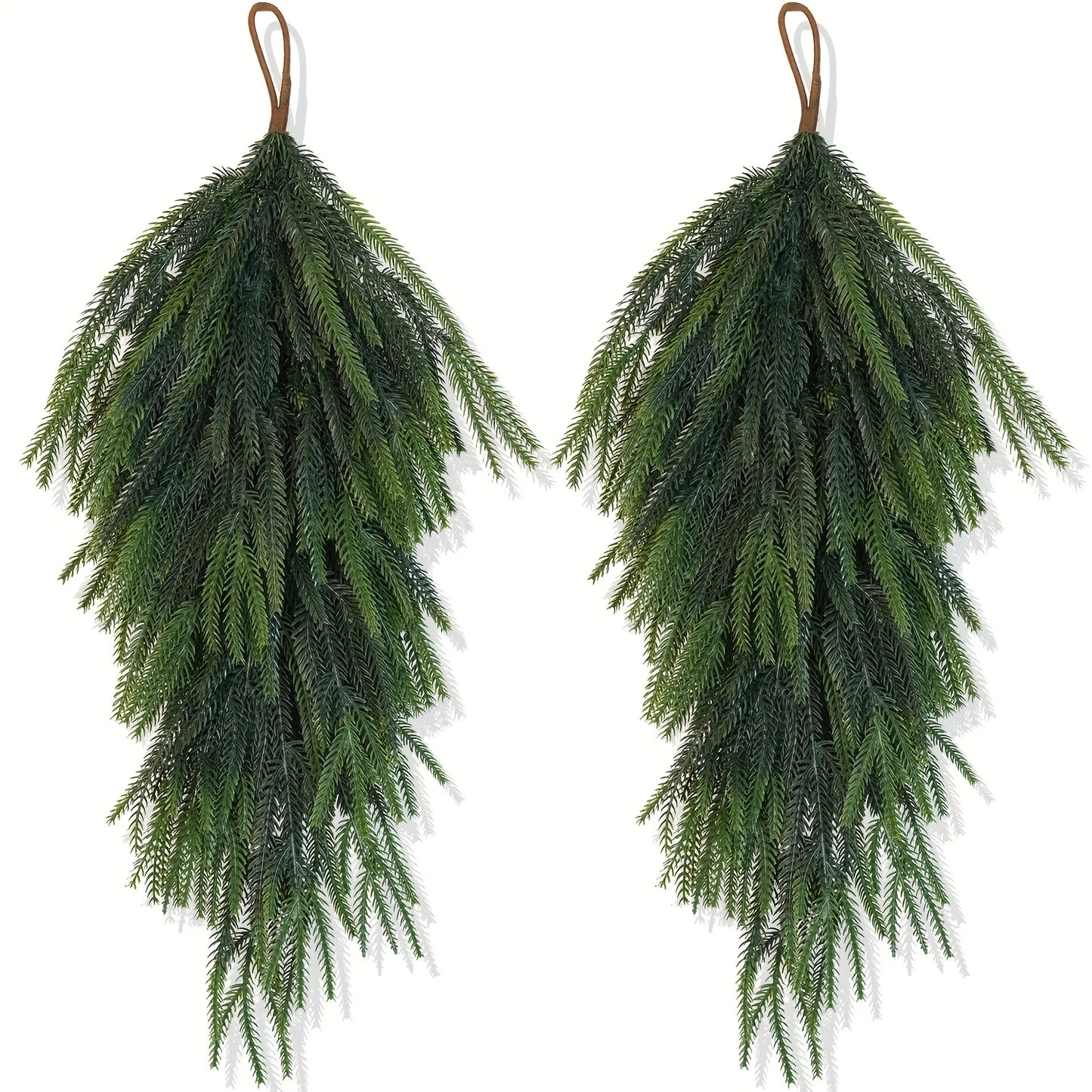 Nutshell artificial pine teardrop wreath in lush green for festive home decorations