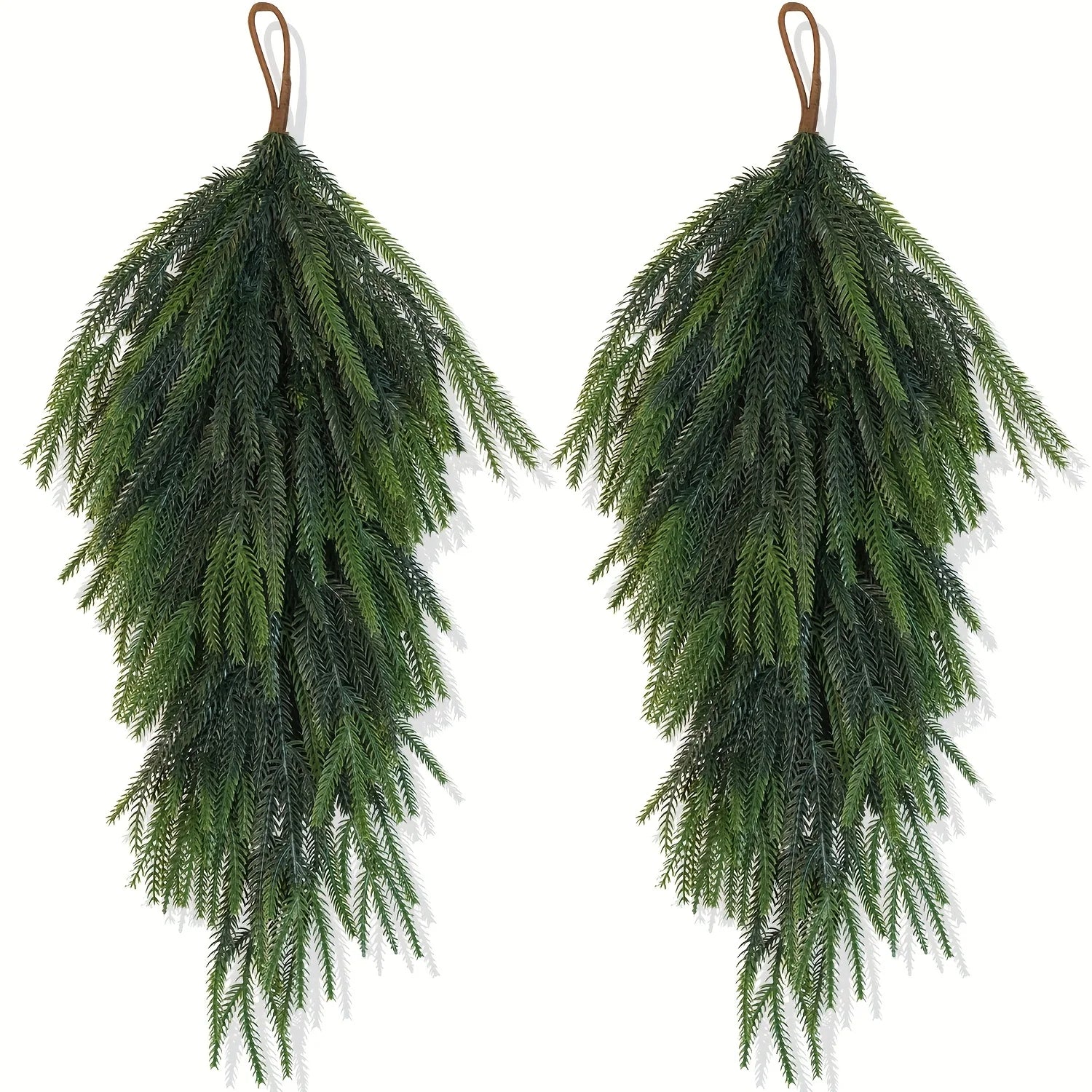 Nutshell artificial pine teardrop wreath in lush green for festive home decorations