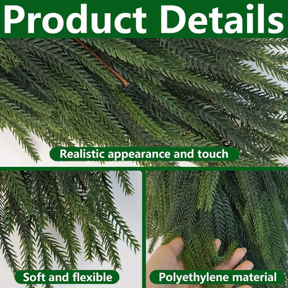 Close-up of artificial pine teardrop wreath showcasing realistic foliage and soft, flexible polyethylene material