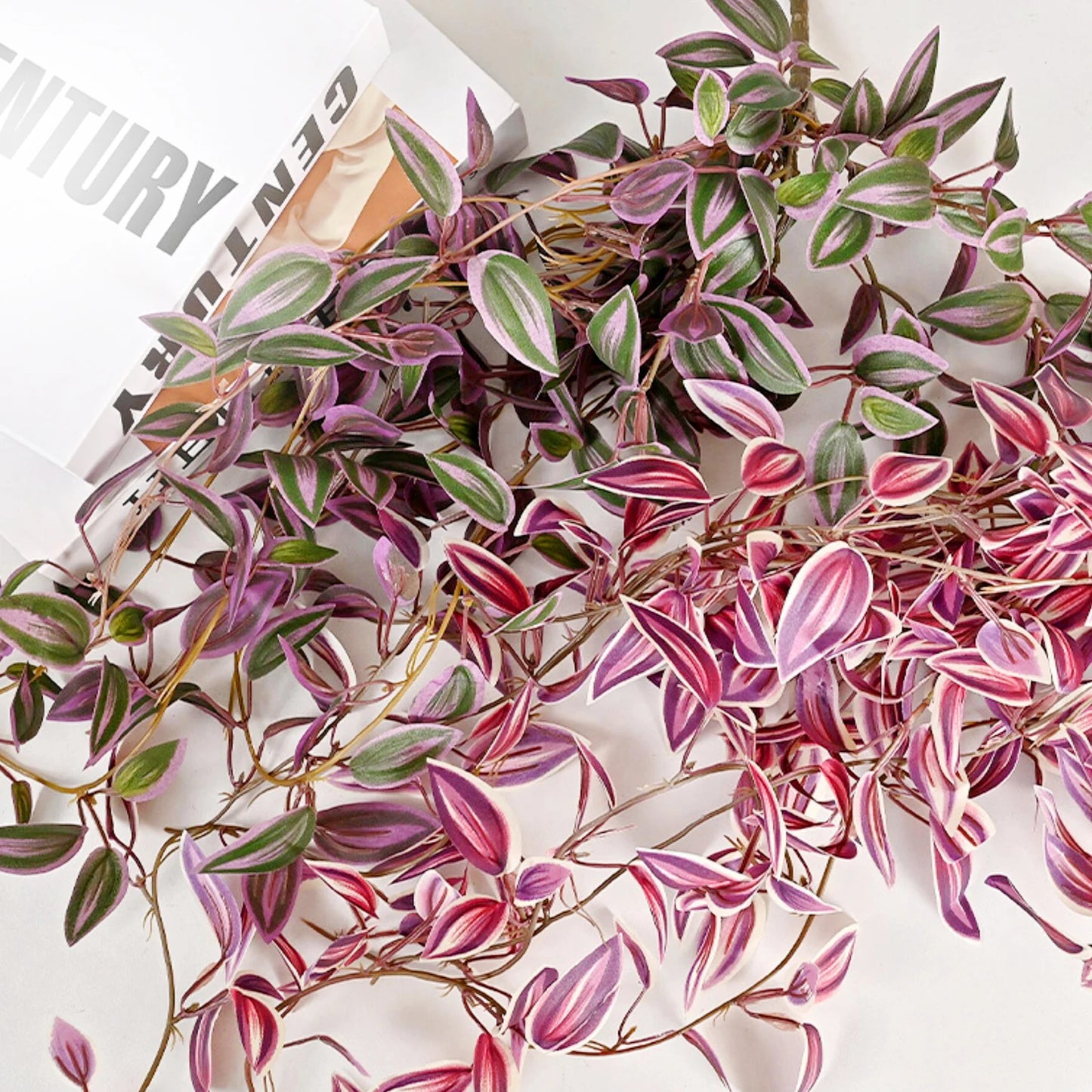 75cm Artificial Vines Leaves in Pink and Green for Home Decor and Photography Use