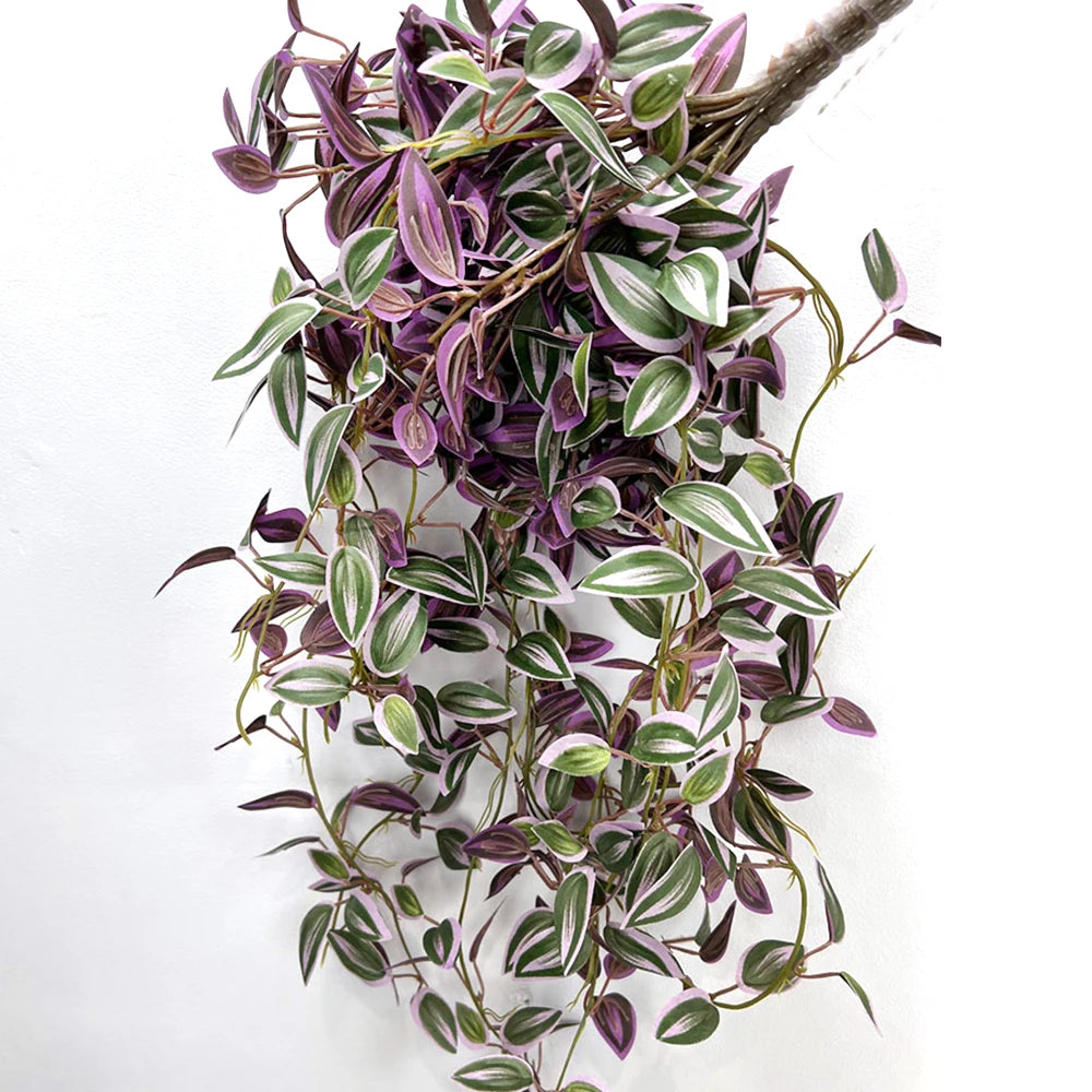 75cm Artificial Vines Leaves with Purple and Green Variegated Foliage for Home Decor