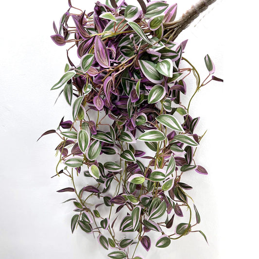 75cm Artificial Vines Leaves with Purple and Green Variegated Foliage for Home Decor