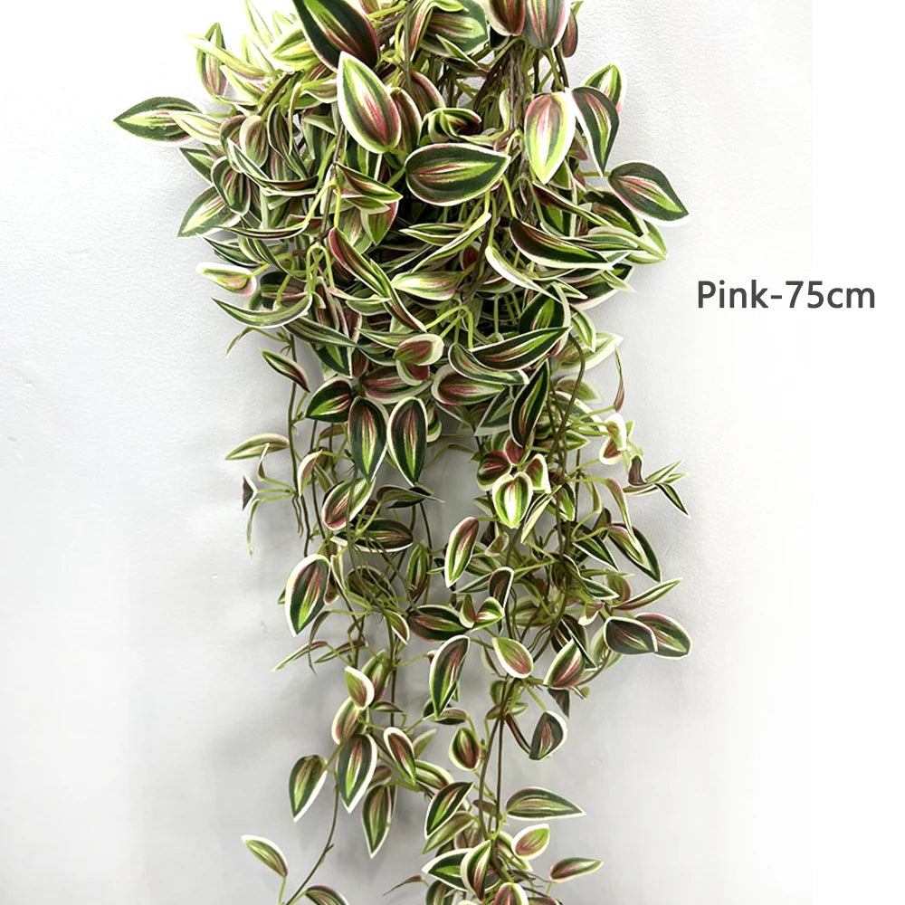 75cm Artificial Vines Leaves in Pink for Home Decor and Indoor Plants