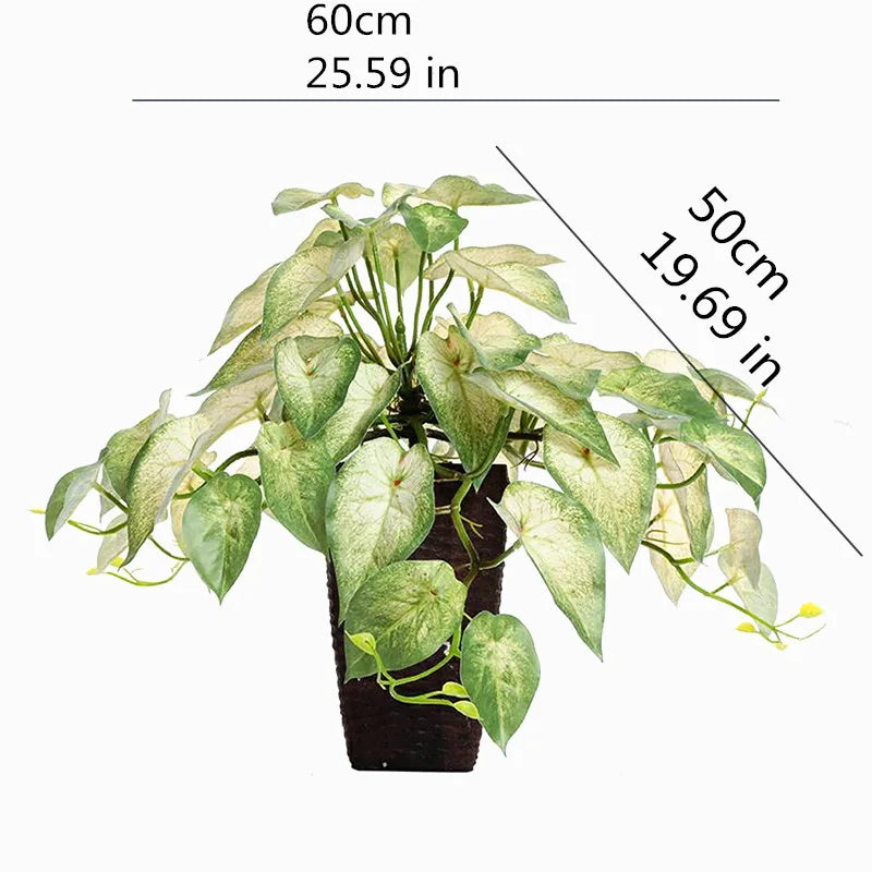 Artificial Vines Leaves Plant in Decorative Pot with Lush Green Foliage for Home Decor