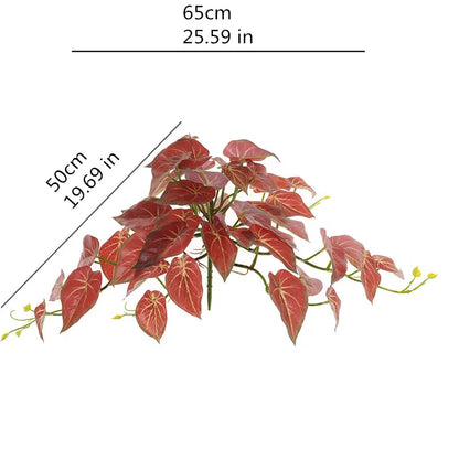 Nutshell Artificial Vines Leaves with Red and Green Variegated Foliage for Home Decor