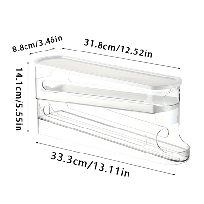Nutshell automatic egg storage container in clear plastic, designed for organized kitchen storage