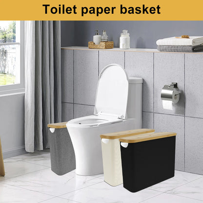 Nutshell Bamboo Toilet Paper Holder stylishly displayed next to a modern toilet in a bright bathroom